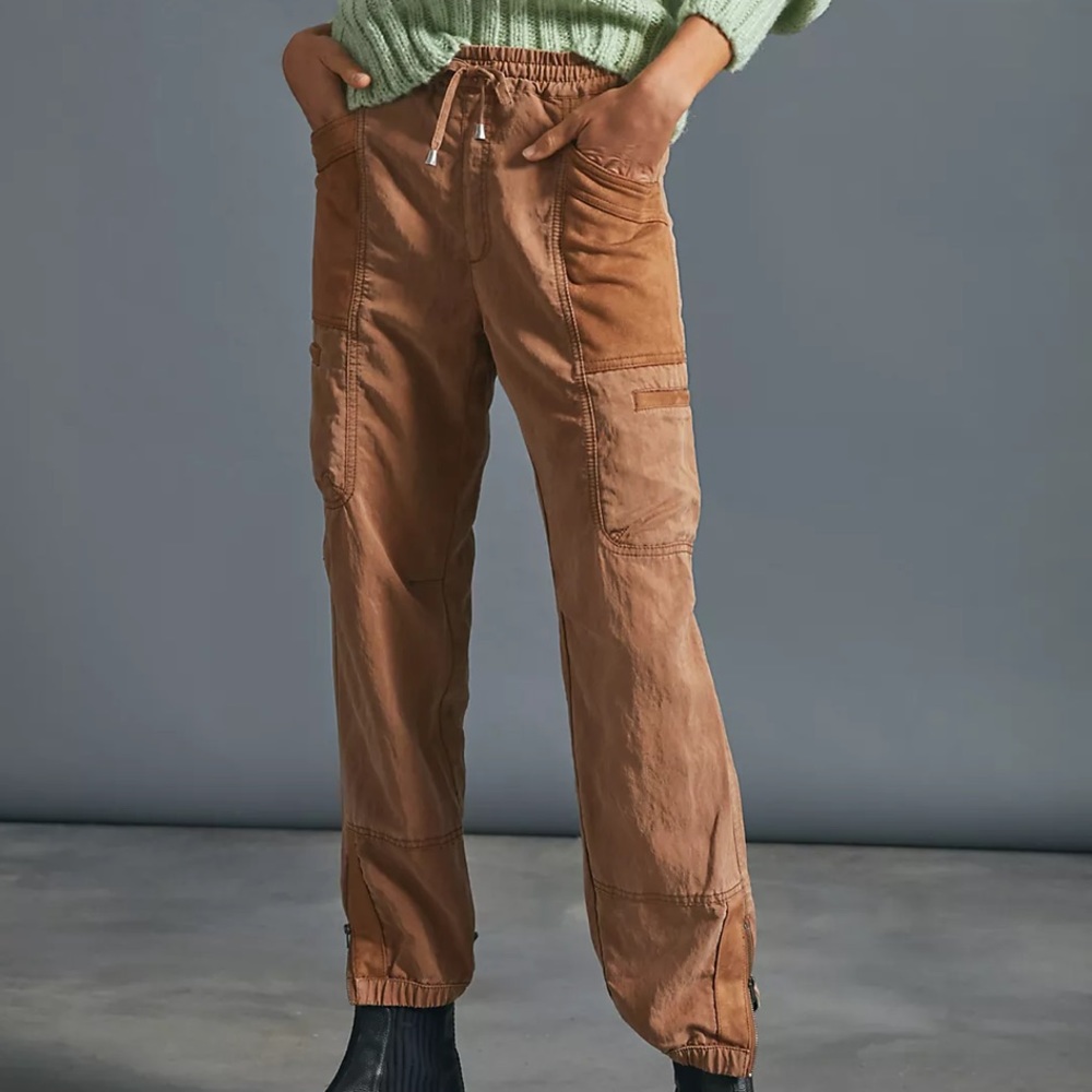 NWT Anthropologie Suede-Trimmed Utility Joggers